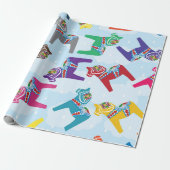 SCANDINAVIAN DALA HORSE Wrapping Paper Cadeaupapier (Uitgerold)