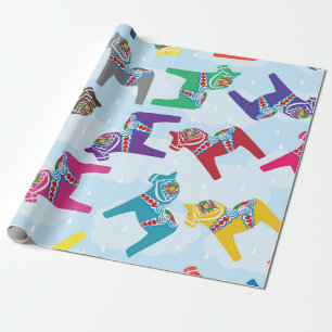 SCANDINAVIAN DALA HORSE Wrapping Paper Cadeaupapier