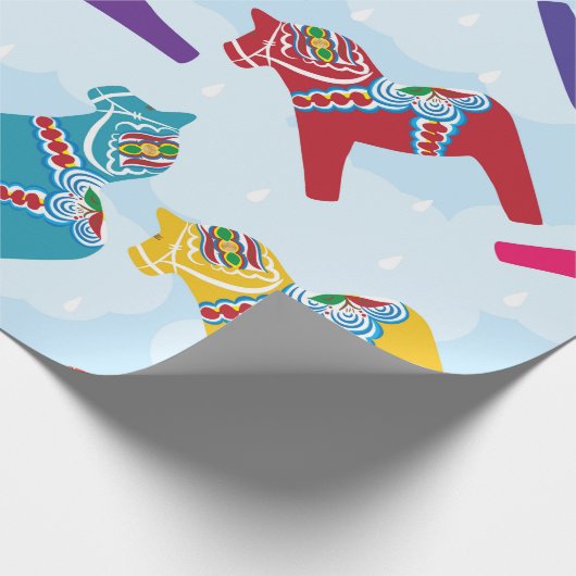 SCANDINAVIAN DALA HORSE Wrapping Paper Cadeaupapier (Hoek)