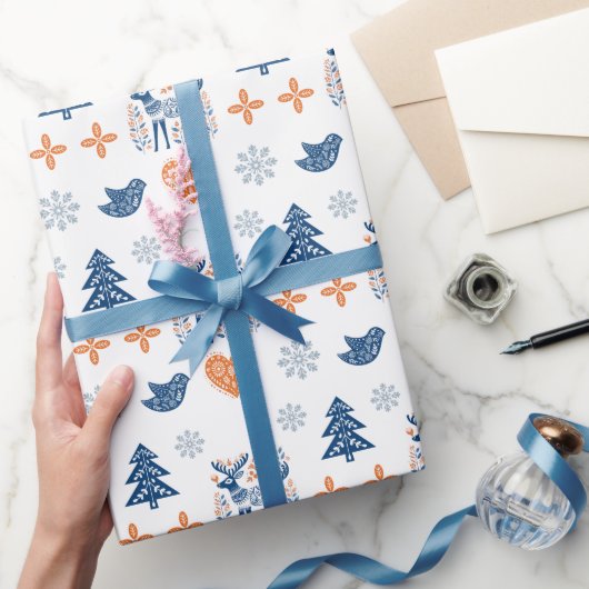 Scandinavian Deer Kerstmis Cadeaupapier (Geschenken)