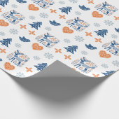 Scandinavian Deer Kerstmis Cadeaupapier (Hoek)