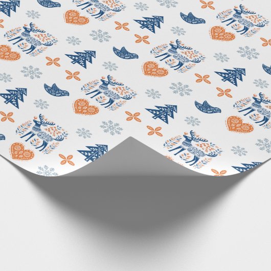 Scandinavian Deer Kerstmis Cadeaupapier (Hoek)