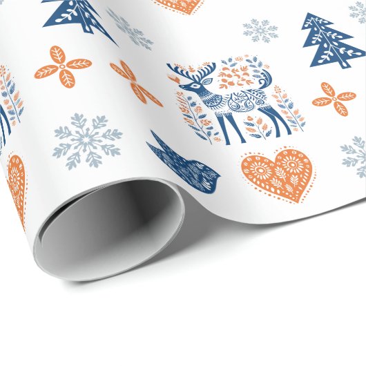 Scandinavian Deer Kerstmis Cadeaupapier (Rol Hoek)