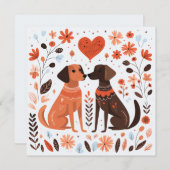 Scandinavian Dog Puppy Lover Heart Valentijns Feestdagenkaart (Voorkant / Achterkant)