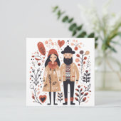 Scandinavian Dog Puppy Lover Heart Valentijns Feestdagenkaart (Staand voorkant)