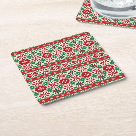 Scandinavian Fair Isle Christmas Edition 2 Kartonnen Onderzetters (Schuin)