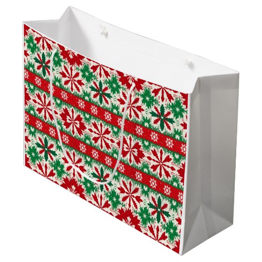 Scandinavian Fair Isle Christmas Groot Cadeauzakje (Voorkant Gekanteld)