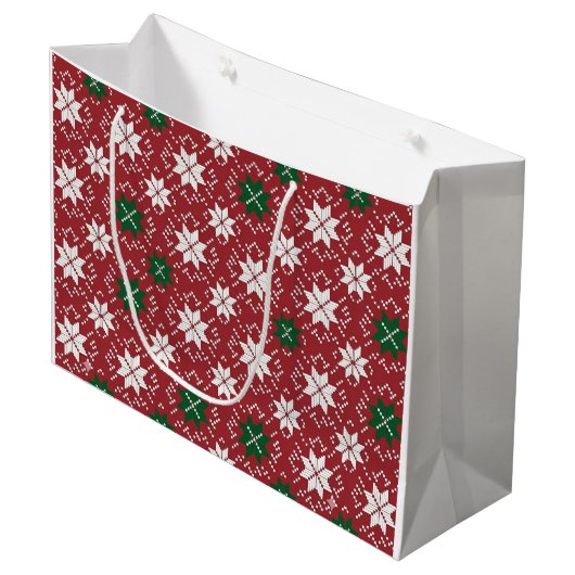 Scandinavian Fair Isle Christmas Groot Cadeauzakje (Voorkant Gekanteld)