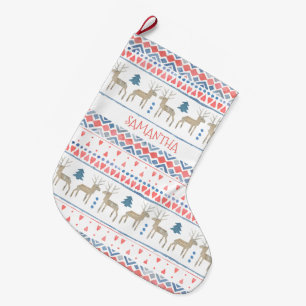 Scandinavian Fairisle Personalised Nordic Reindeer Grote Kerstsok