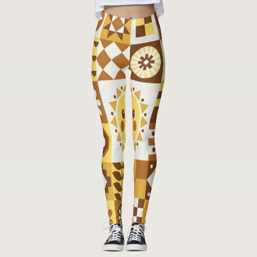 Scandinavian Floral: Abstracte  Kaart. Leggings (Voorkant)