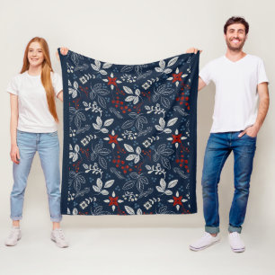 Scandinavian Floral Folk Art naadloze patroonplaat Fleece Deken