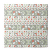 Scandinavian Floral Folk Design Pattern Tegeltje (Voorkant)