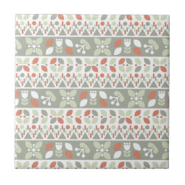  Scandinavian Floral Folk Design Pattern  Tegeltje