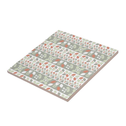 Scandinavian Floral Folk Design Pattern Tegeltje (Zijkant)