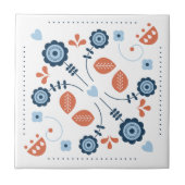 Scandinavian Floral Folk Pattern Design Tegeltje (Voorkant)