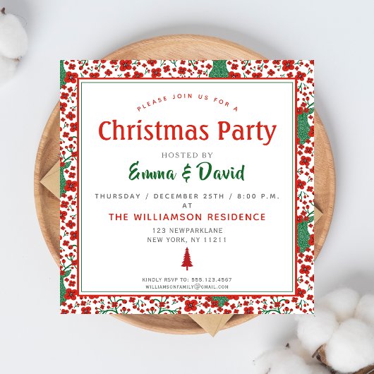 Scandinavian Floral Folkart Pattern Kerstmis Kaart