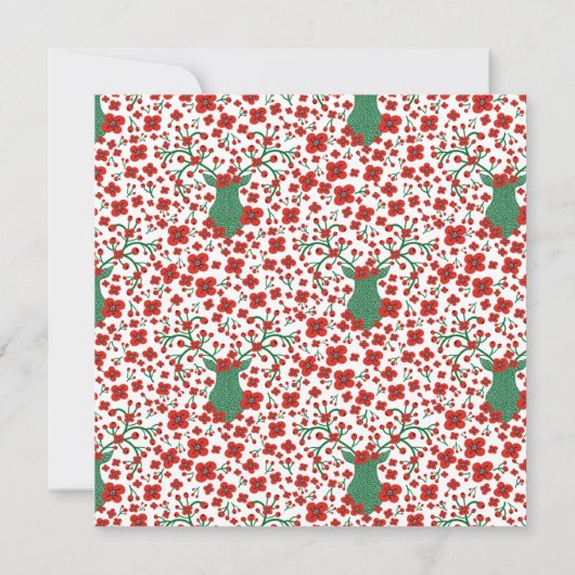 Scandinavian Floral Folkart Pattern Kerstmis Kaart (Achterkant)