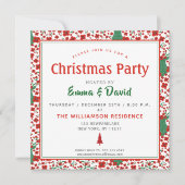 Scandinavian Floral Folkart Pattern Kerstmis Kaart (Voorkant)