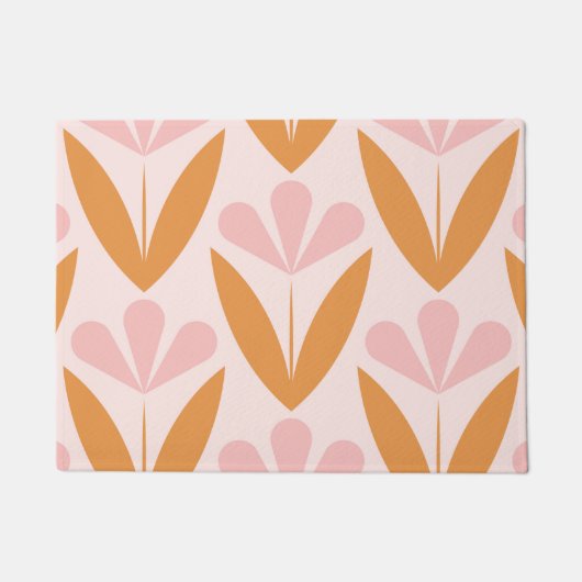 Scandinavian floral pattern, retro style, mid cent deurmat (Voorkant)