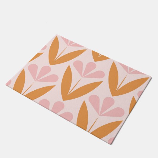 Scandinavian floral pattern, retro style, mid cent deurmat (Schuin)