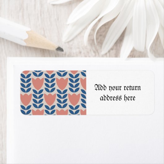 Scandinavian floral pattern, retro style, mid cent etiket (Insitu)