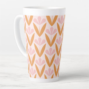 Scandinavian floral pattern, retro style, mid cent latte mok