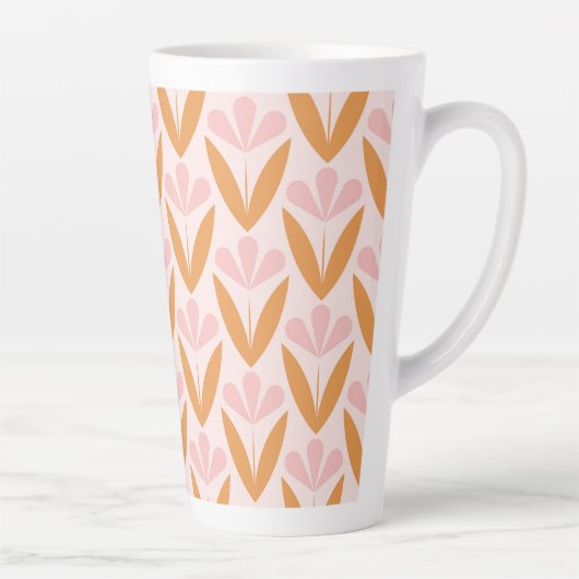 Scandinavian floral pattern, retro style, mid cent latte mok (Rechts)
