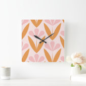 Scandinavian floral pattern, retro style, mid cent vierkante klok (Huis)