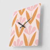 Scandinavian floral pattern, retro style, mid cent vierkante klok (Hoek)