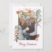 Scandinavian Floral Photo Holiday Kaart (Voorkant)