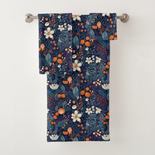 Scandinavian Floral Print Bad Handdoek (Insitu)