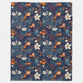 Scandinavian Floral Print Fleece Deken