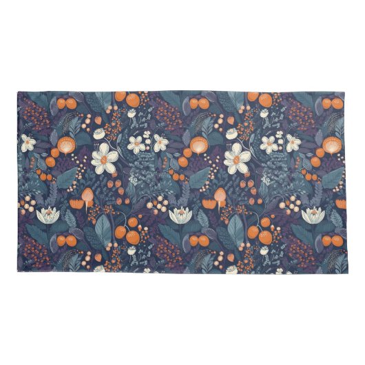 Scandinavian Floral Print Kussensloop (Achterkant-Links)