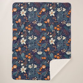 Scandinavian Floral Print Sherpa Deken