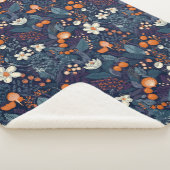 Scandinavian Floral Print Sherpa Deken (3/4)