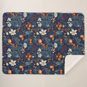 Scandinavian Floral Print Sherpa Deken (Voorkant (horizontaal))