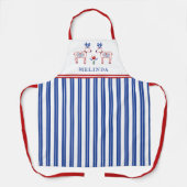 Scandinavian Floral Reindeer Blue Kerstmis Schort (Voorkant)