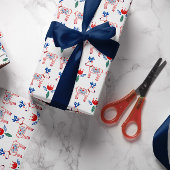 Scandinavian Floral Reindeer Pattern Kerstmis Cadeaupapier