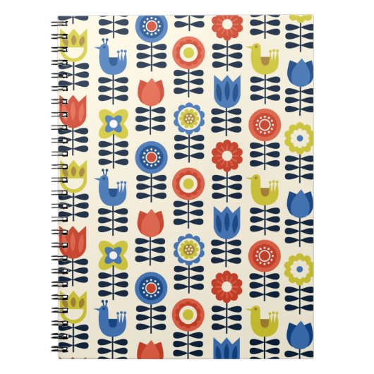 Scandinavian Floral Spiral Notitieboek Journal (Voorkant)