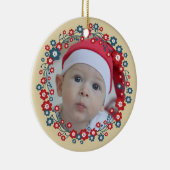 Scandinavian Floral Wreath Custom Photo Keramisch Ornament (Rechts)