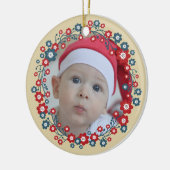 Scandinavian Floral Wreath Custom Photo Keramisch Ornament (Links)