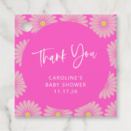 Scandinavian Flower Pink Baby shower Dank u Bedankjes Labels