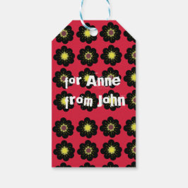 Scandinavian Flowers Black Red Cadeaulabel