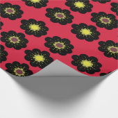 Scandinavian Flowers Black Red Cadeaupapier (Hoek)