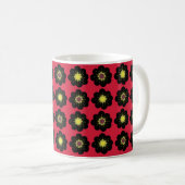 Scandinavian Flowers Black Red Koffiemok (Voorkant rechts)