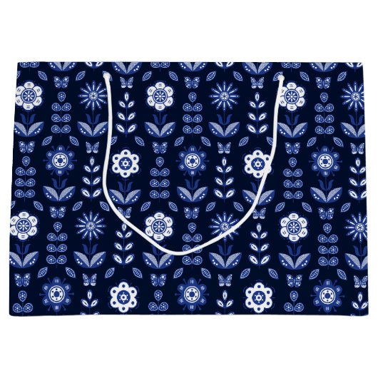 Scandinavian Flowers Butterflies Gift Bag Groot Cadeauzakje (Voorkant)