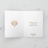 Scandinavian Folk Art Autumn Colors Wedding Kaart (Binnen)