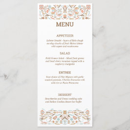 Scandinavian Folk Art Autumn Colors Wedding Menu