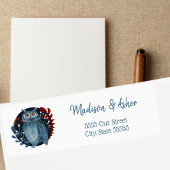 Scandinavian Folk Art Bird Waterverf Winter Owl Etiket