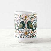 Scandinavian Folk Art Birds and Floral Pattern Mug Koffiemok (Center)
